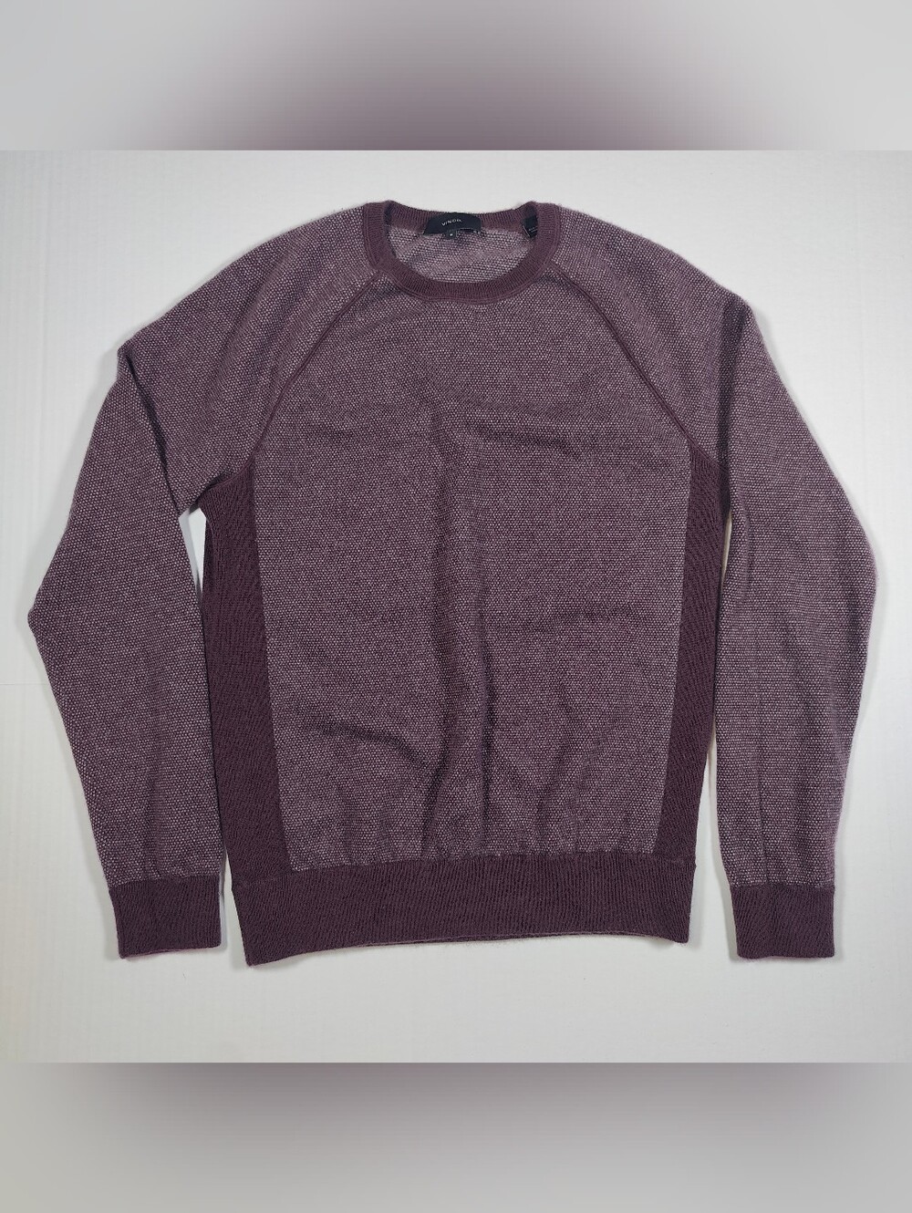 Vince Mens Cashmere Wool Burgundy Crew Neck Sweater Size M